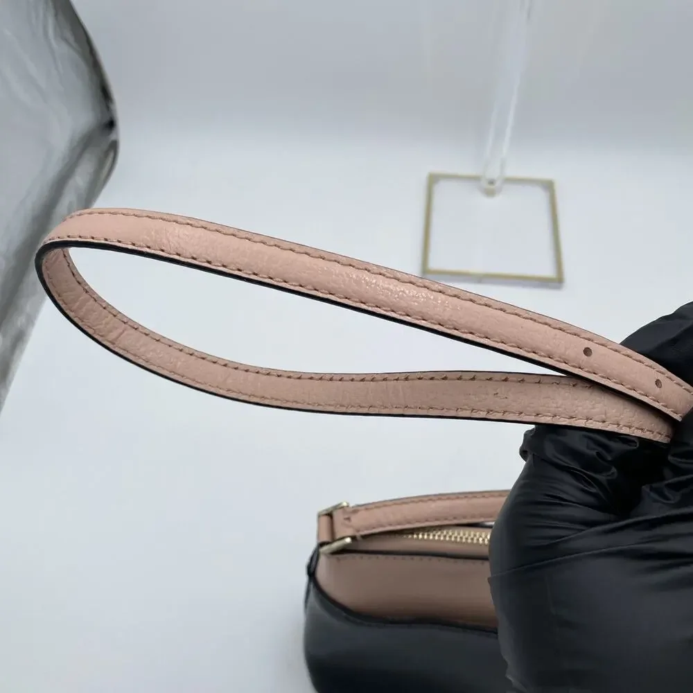 KATE SPADE New York Light Pink Black Leather Jeanne Crossbody Shoulder Bag 6x9x3